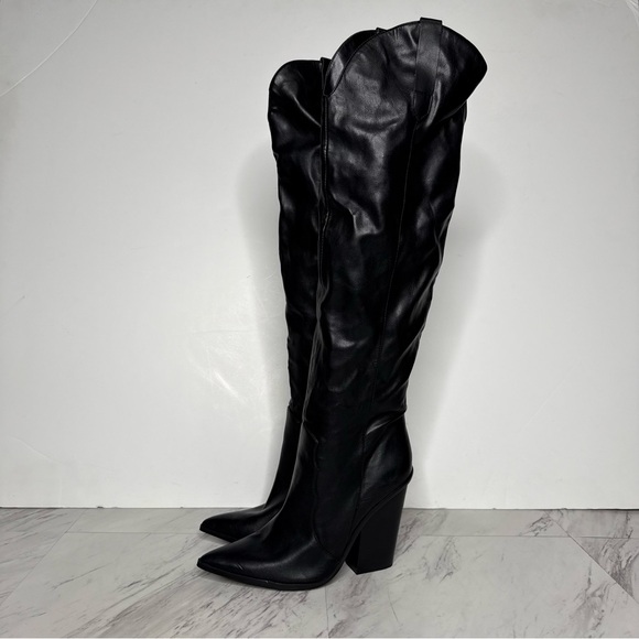 Steve Madden Ranger Black Pointed Toe Western Tall Boot 6 1/2 M - Picture 16 of 16